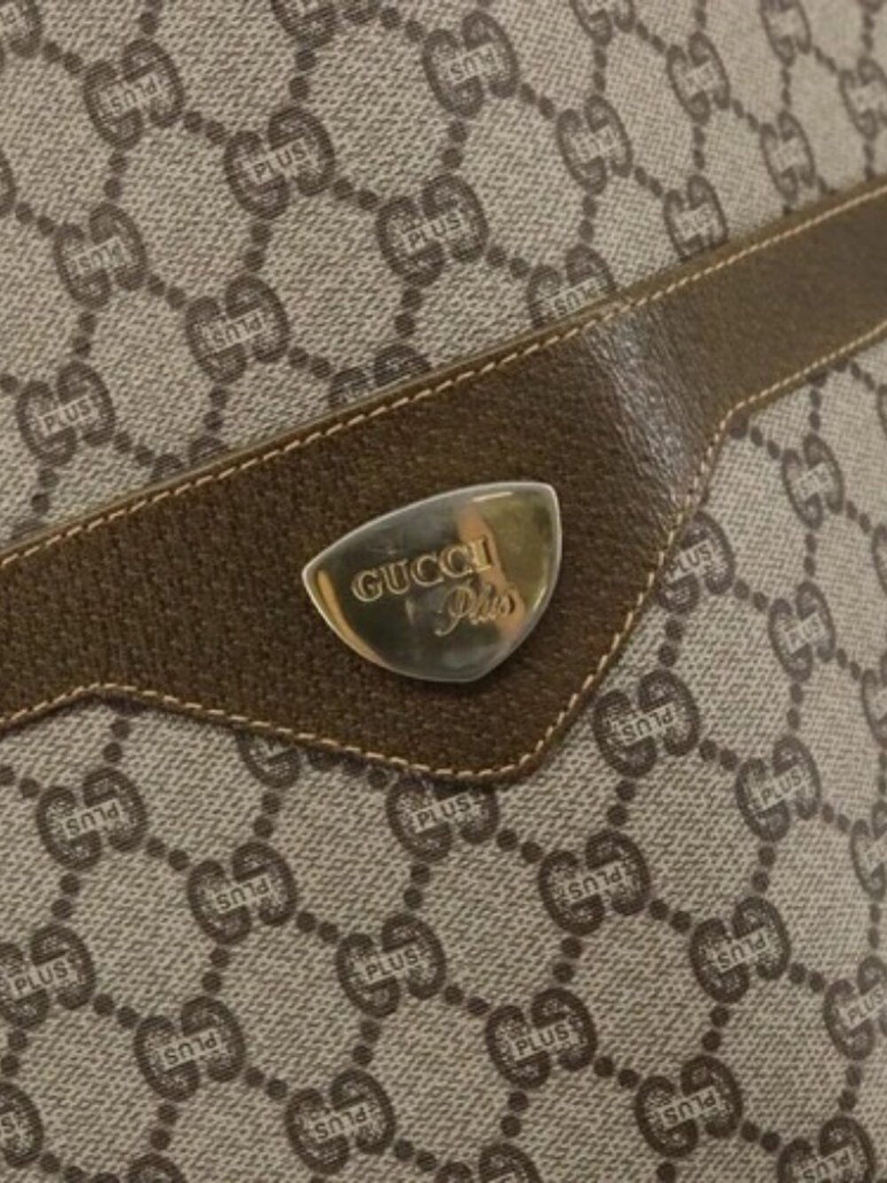 GUCCI GG Plus Supreme Web Sherry Line Tote Bag PVC Beige Gold Auth ka1861 - Picture 13 of 16